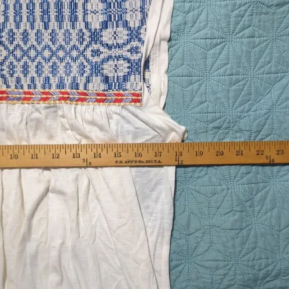 Tularosa Embroidered Yoke Memphis Top Ivory Jersey Knit Elastic Hem Blouson S - Picture 6 of 7